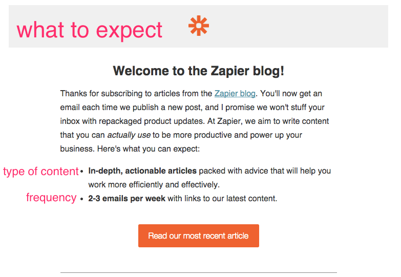 Zapier welcome email part 1