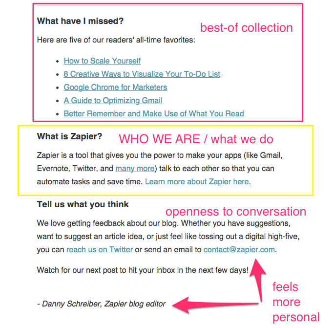 Zapier welcome email part 2