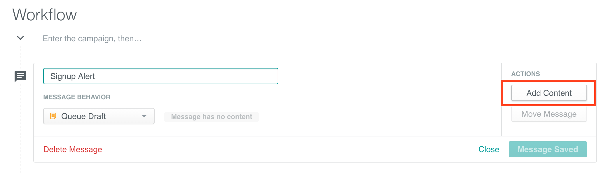 Slack campaign - Add message content