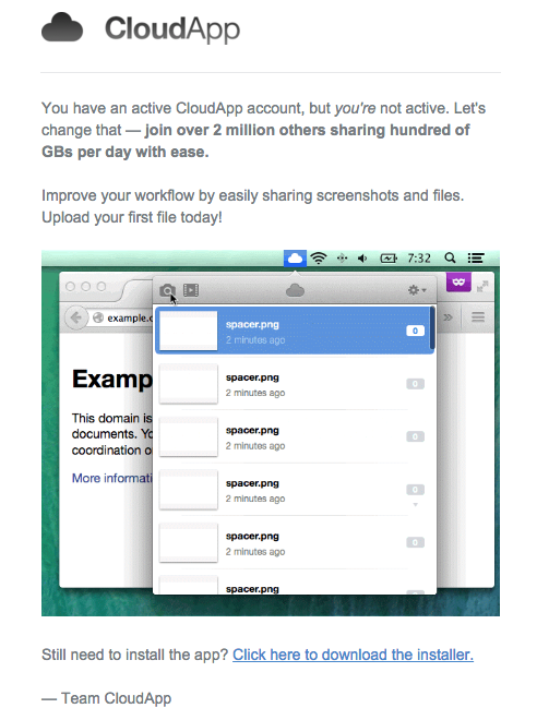 CloudApp gif onboarding email