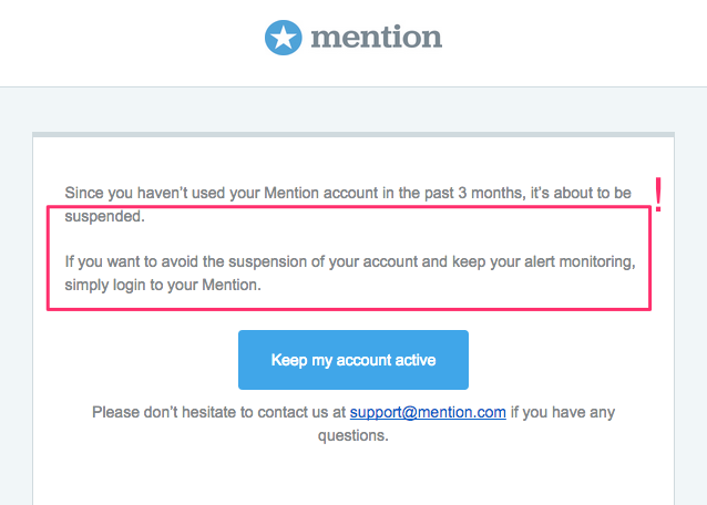 Mention trial retention email