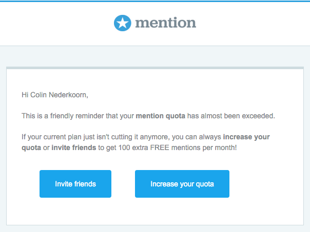 Mention's triggered referral email