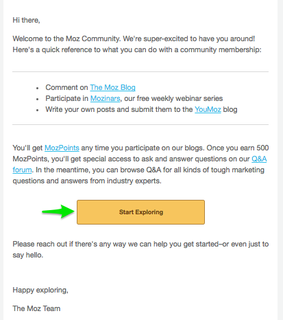 Moz community welcome text