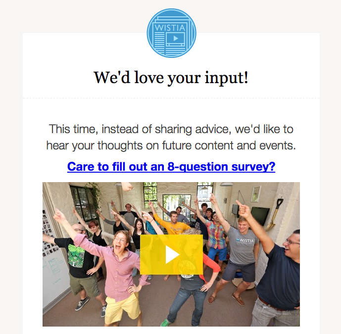 Wistia survey request email