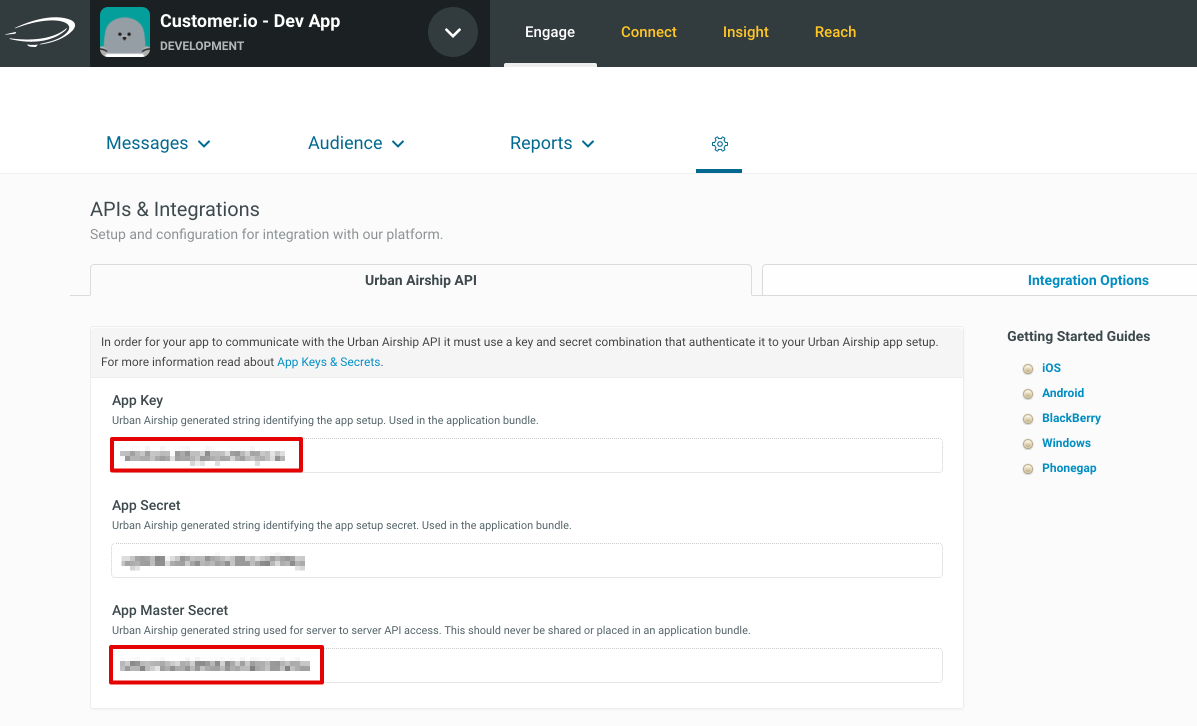 Urban Airship - Credentials Page