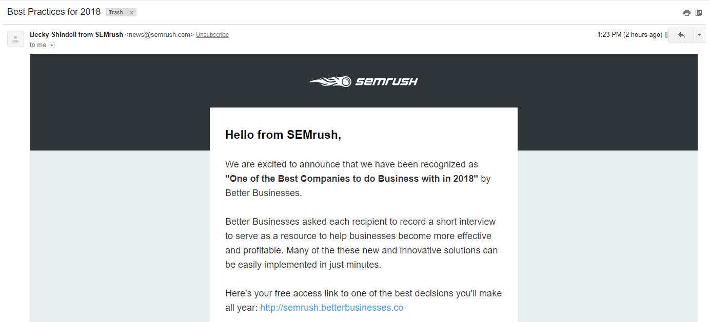 SEMrush email