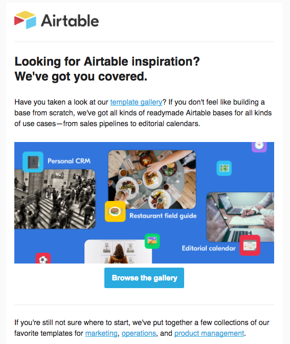 Airtable onboarding email