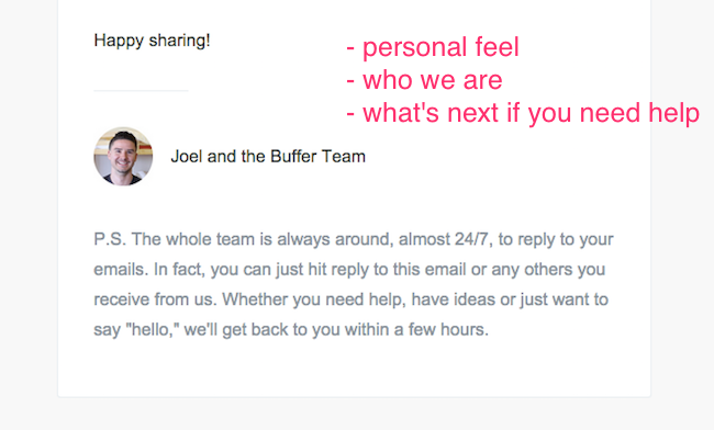 Buffer welcome email part 2