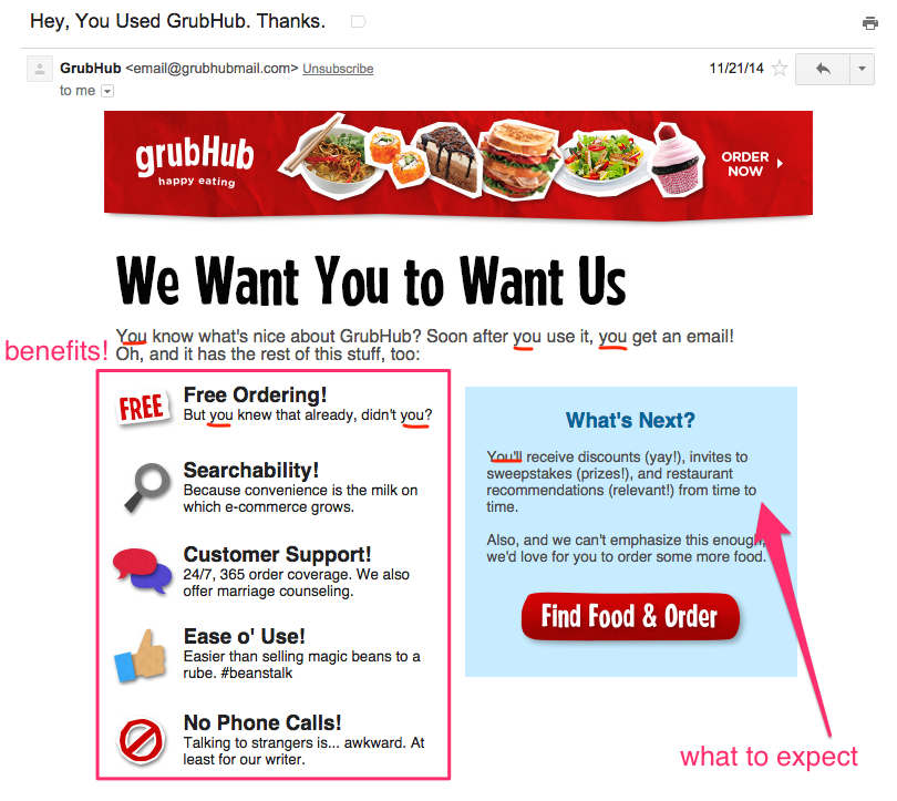 Grubhub welcome email