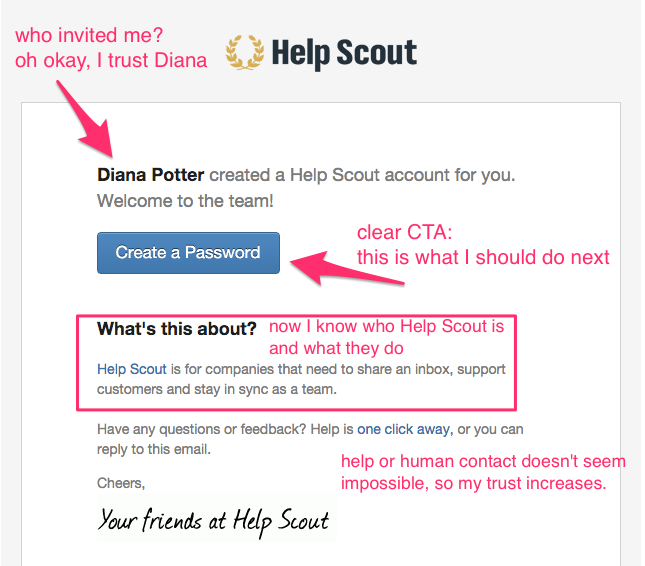 HelpScout invitation email