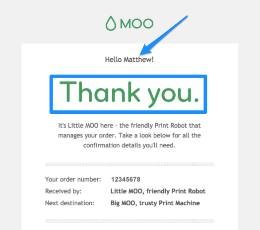 order confirmation email Moo