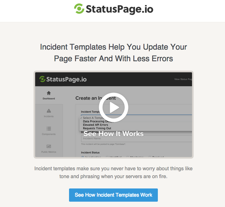 StatusPage.io onboarding drip email