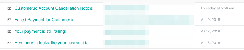 Dunning email timing example