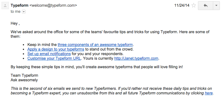 Typeform 2nd email