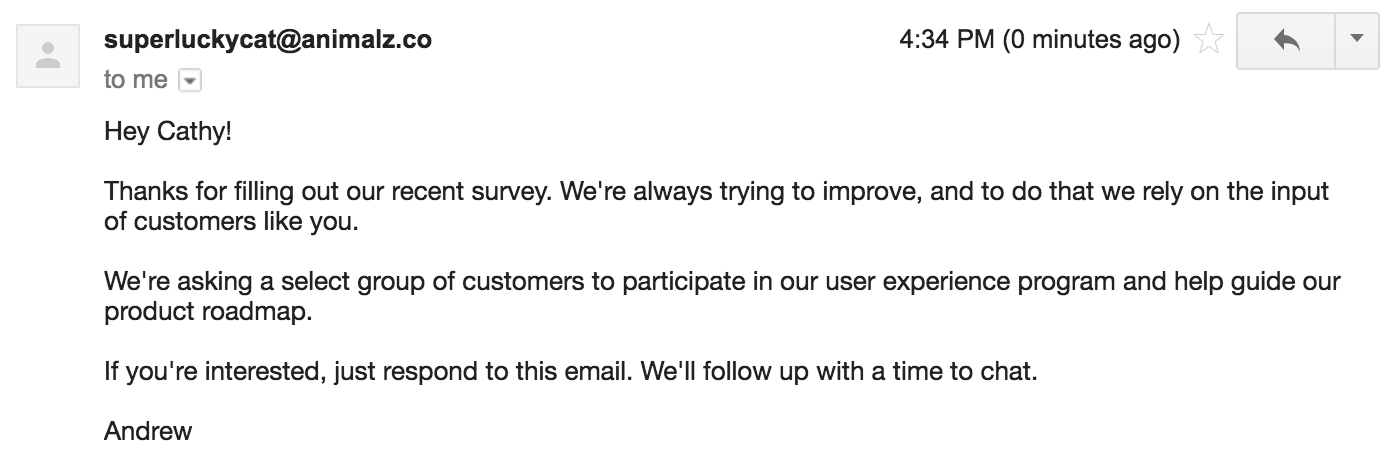 user research email