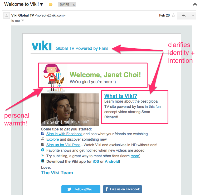 Viki welcome email