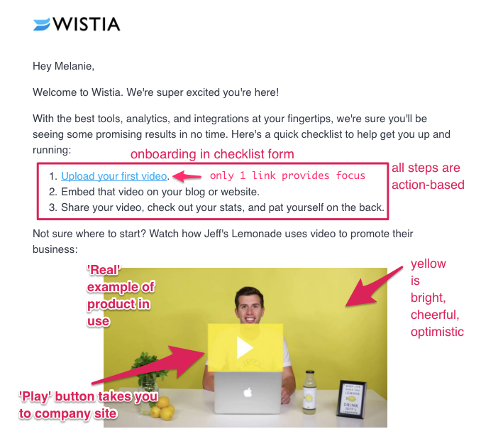 Wistia welcome email