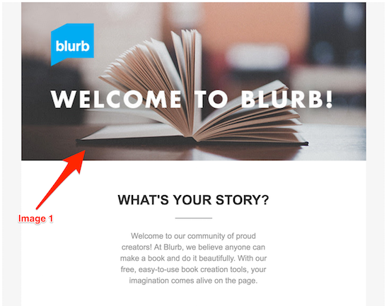 Blurb welcome email header