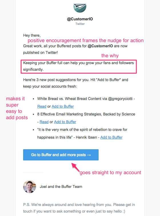 Buffer retention email