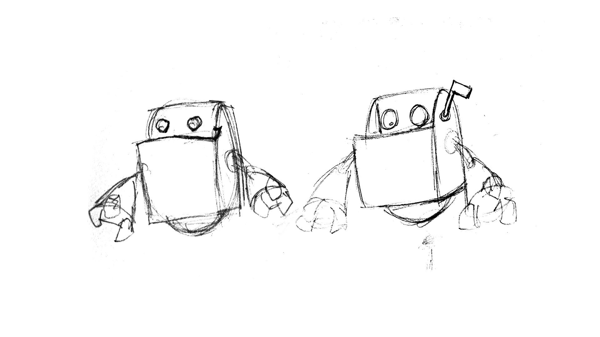 Another early Customer.io robot mascot sketch, when it resembled a mailbox.