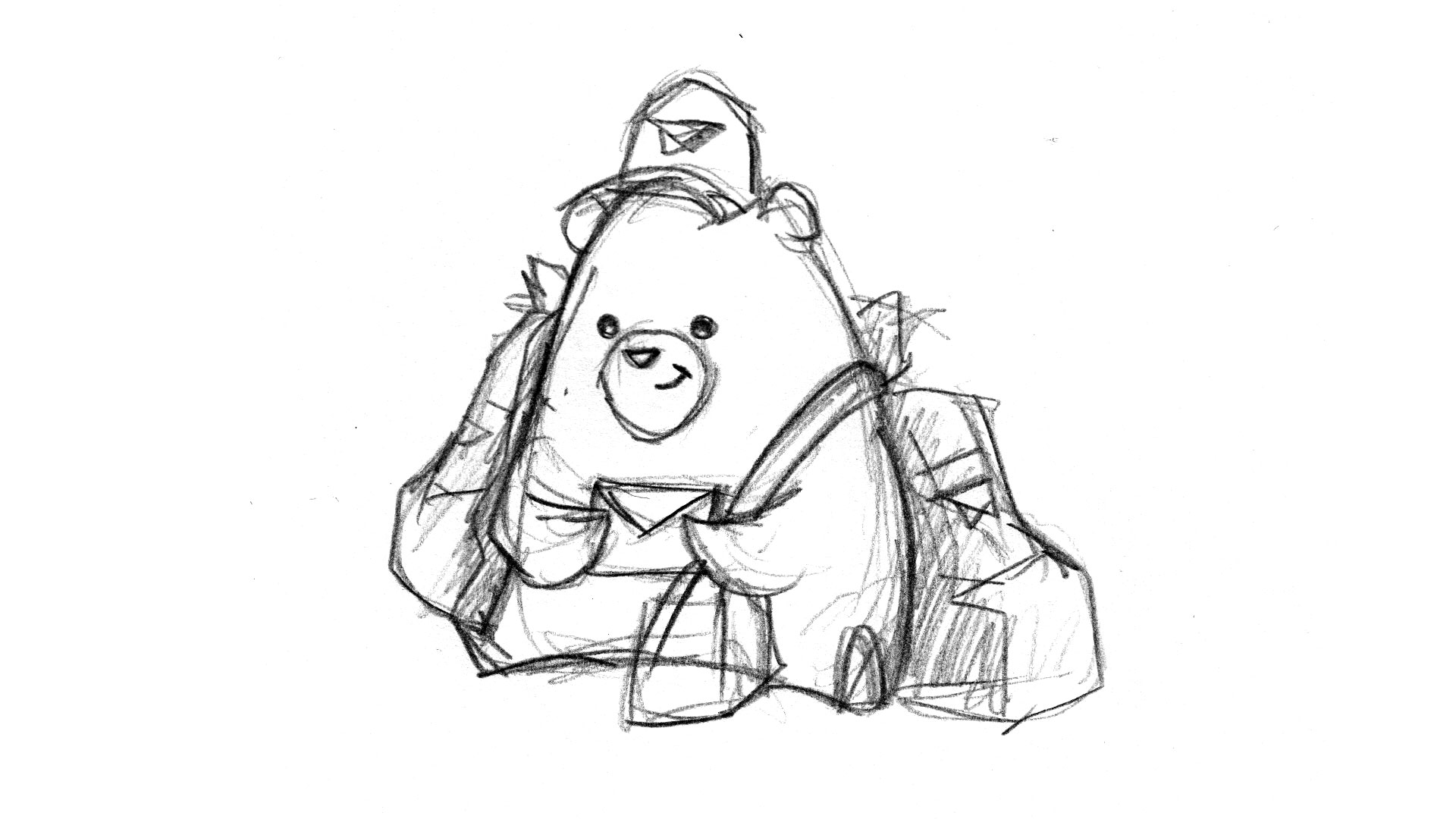 A quick sketch of the "Courier Bear" mascot concept.