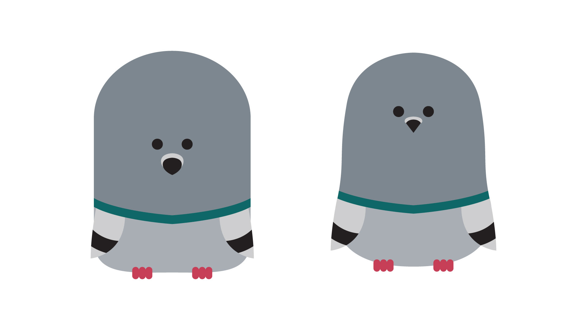 The transition from the "bullet" shaped Jellybean pigeon to the final pigeon design.