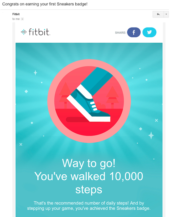 Fitbit progress milestone email