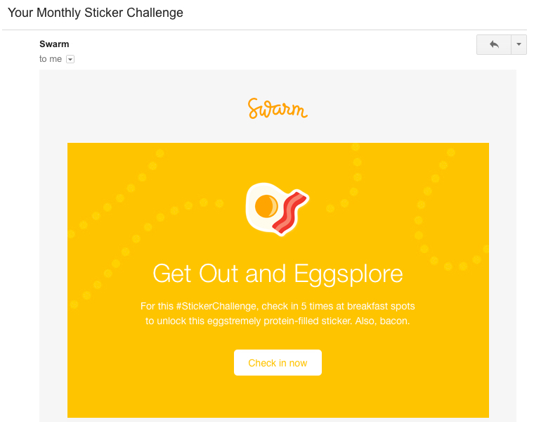 Swarm onboarding check-in challenge email