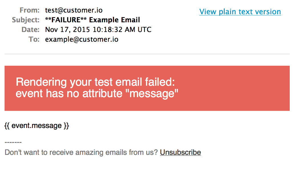 Test email error