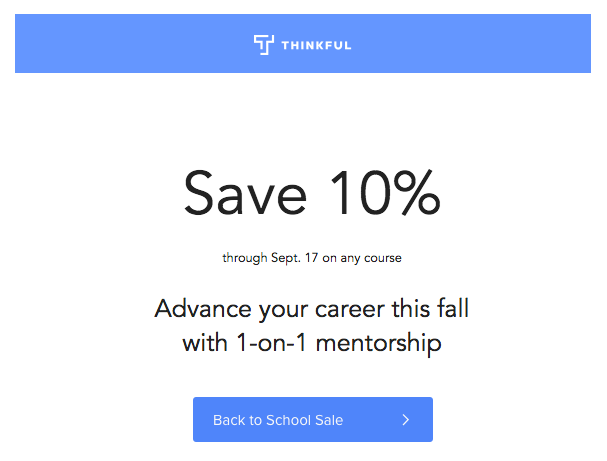 Thinkful promotional email