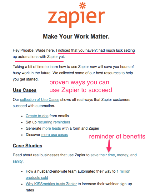 Zapier onboarding email