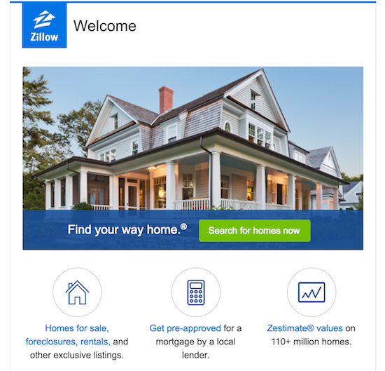 Zillow welcome email